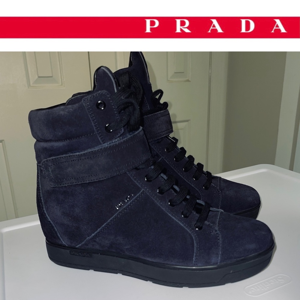 Like-new Prada high-top suede wedge sneakers 39.5
